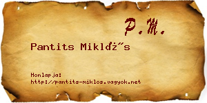 Pantits Miklós névjegykártya
